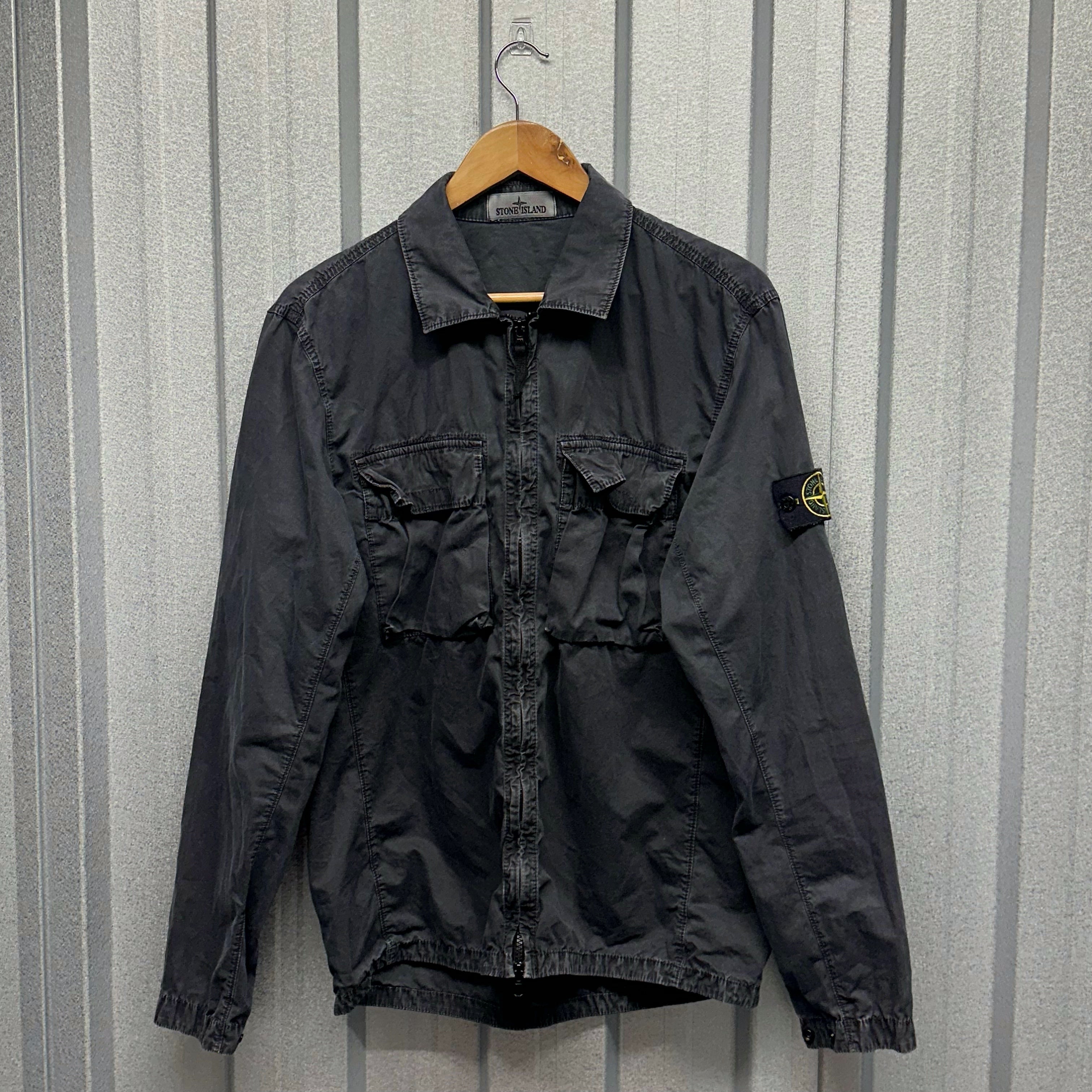 Stone Island Zip Up Double Pocket Canvas Overshirt