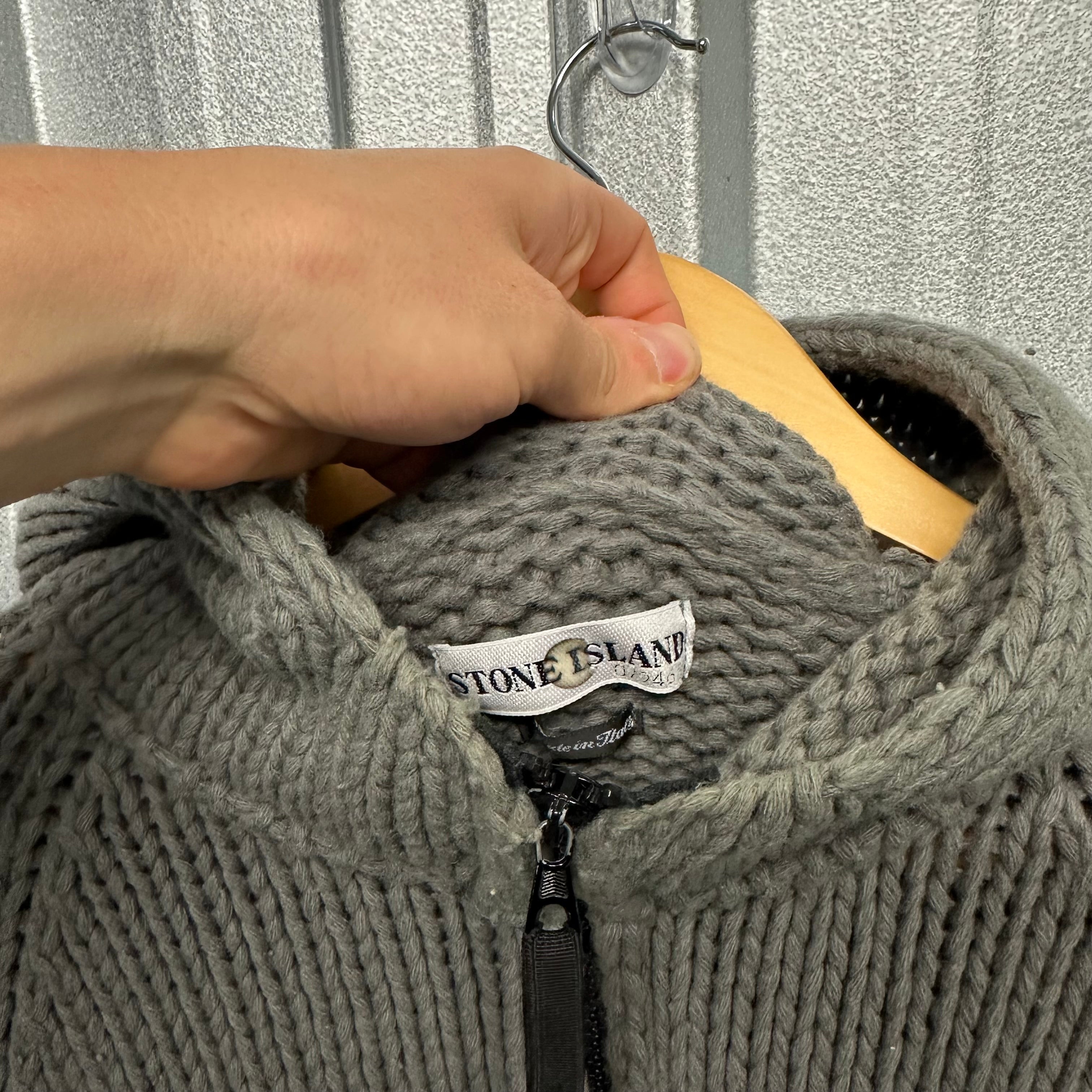 Stone Island Zip Up Knit Hoodie - M