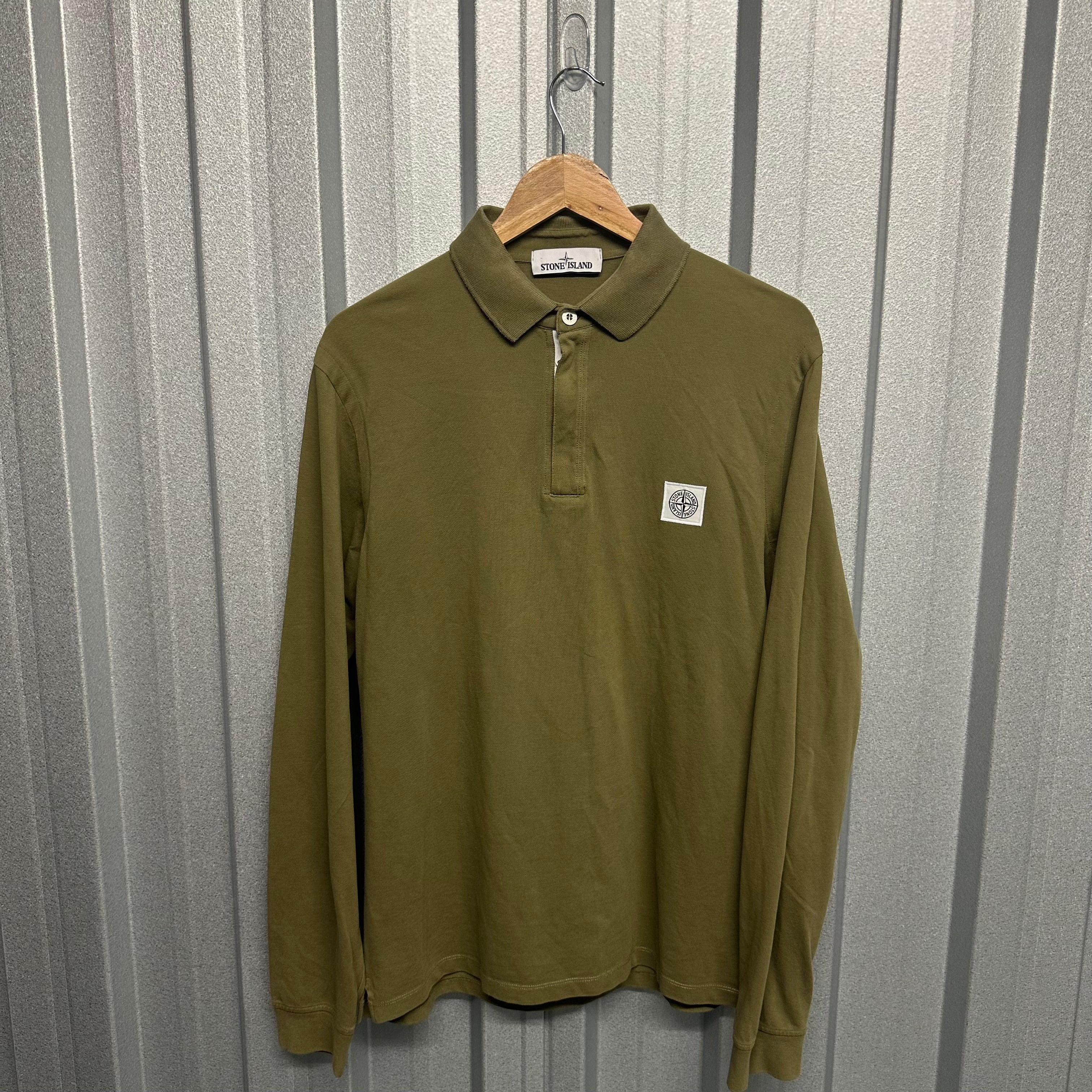 Stone Island Pullover Patch Logo Long Sleeve Polo-Shirt-XL