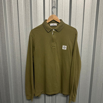 Stone Island Pullover Patch Logo Long Sleeve Polo-Shirt-XL