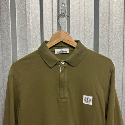 Stone Island Pullover Patch Logo Long Sleeve Polo-Shirt-XL