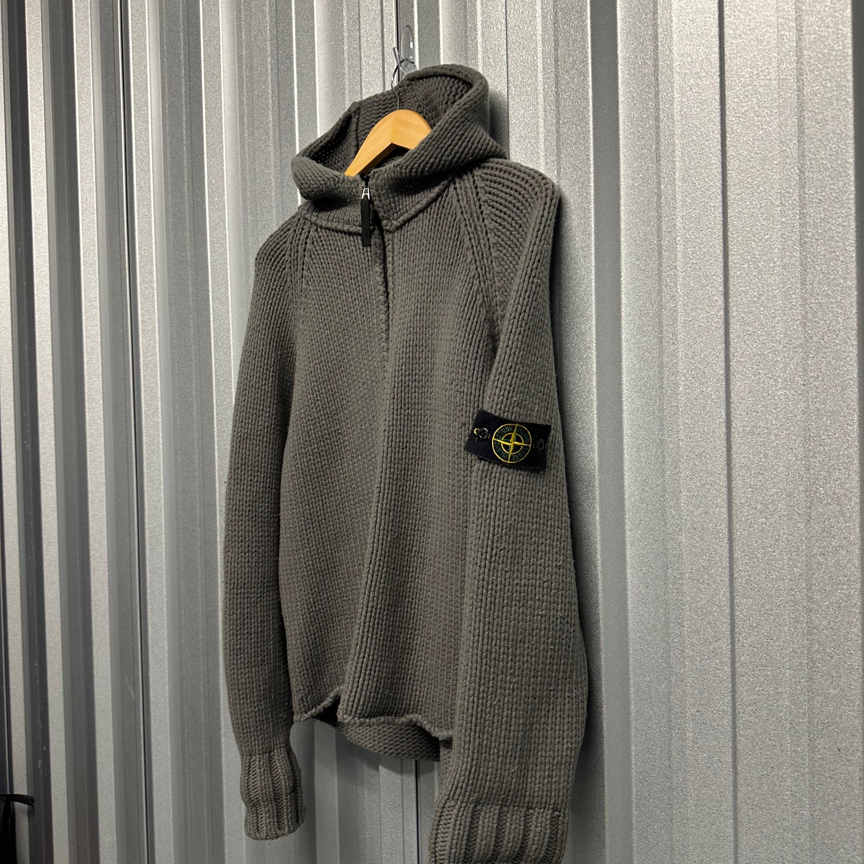 Stone Island Zip Up Knit Hoodie - M