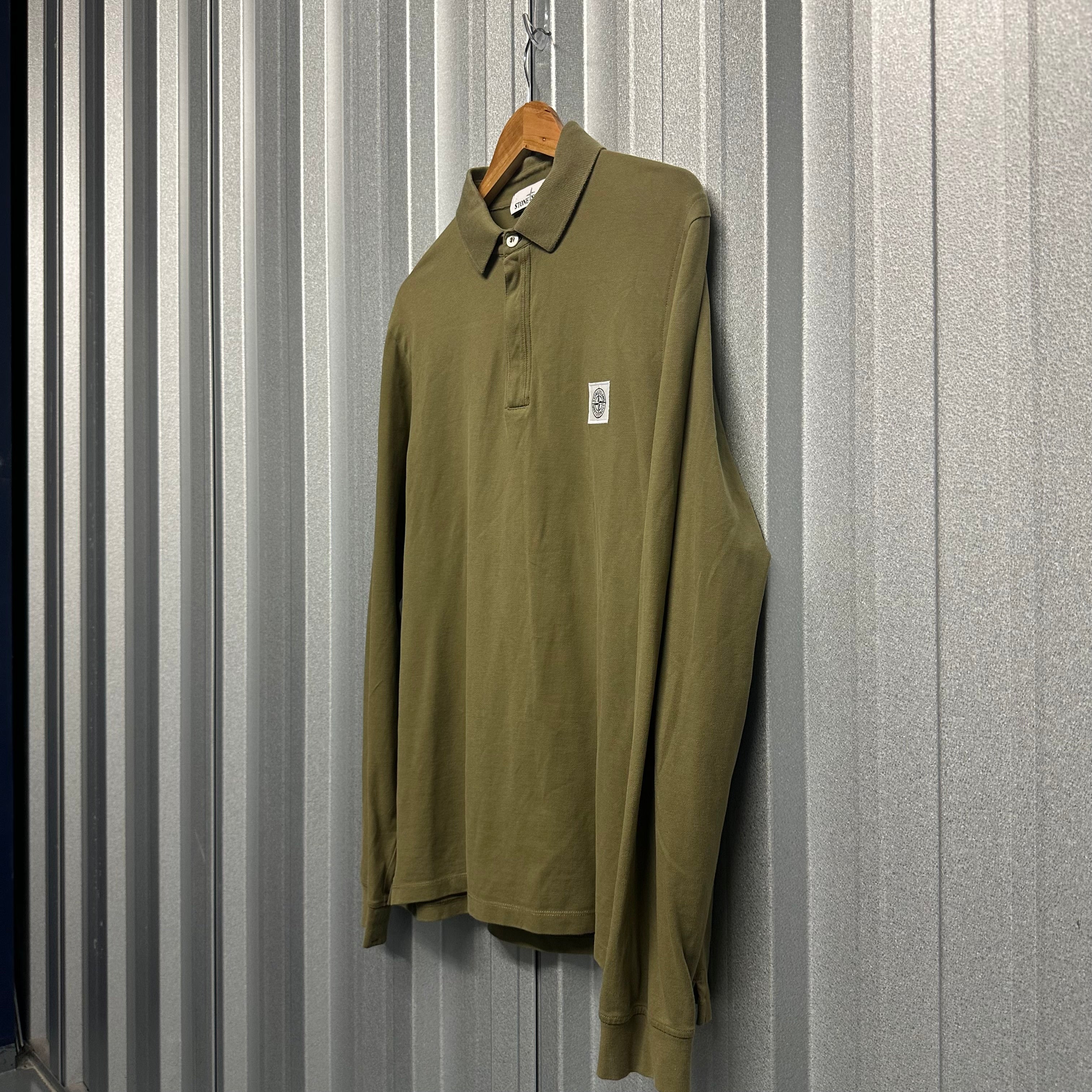 Stone Island Pullover Patch Logo Long Sleeve Polo-Shirt-XL