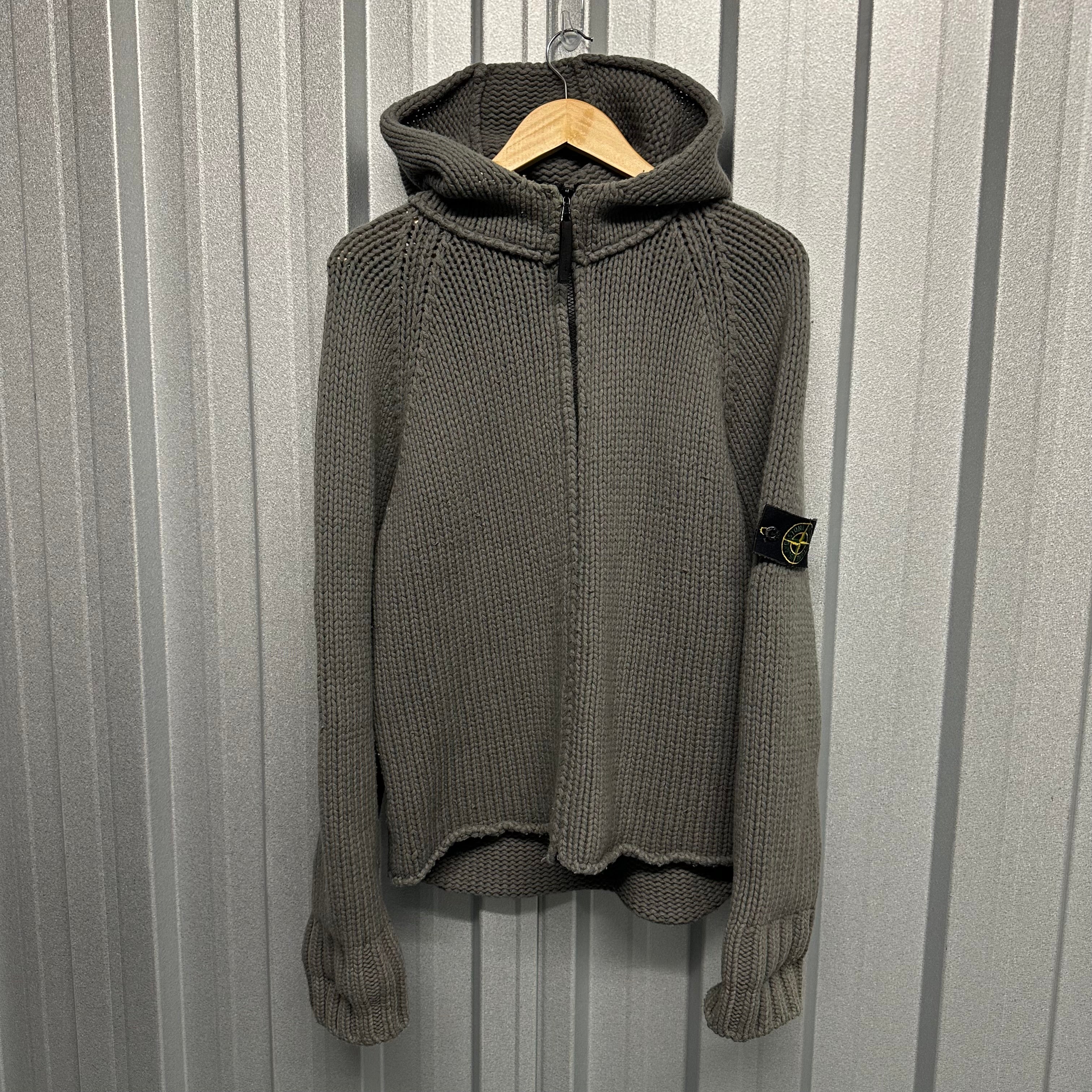 Stone Island Zip Up Knit Hoodie - M