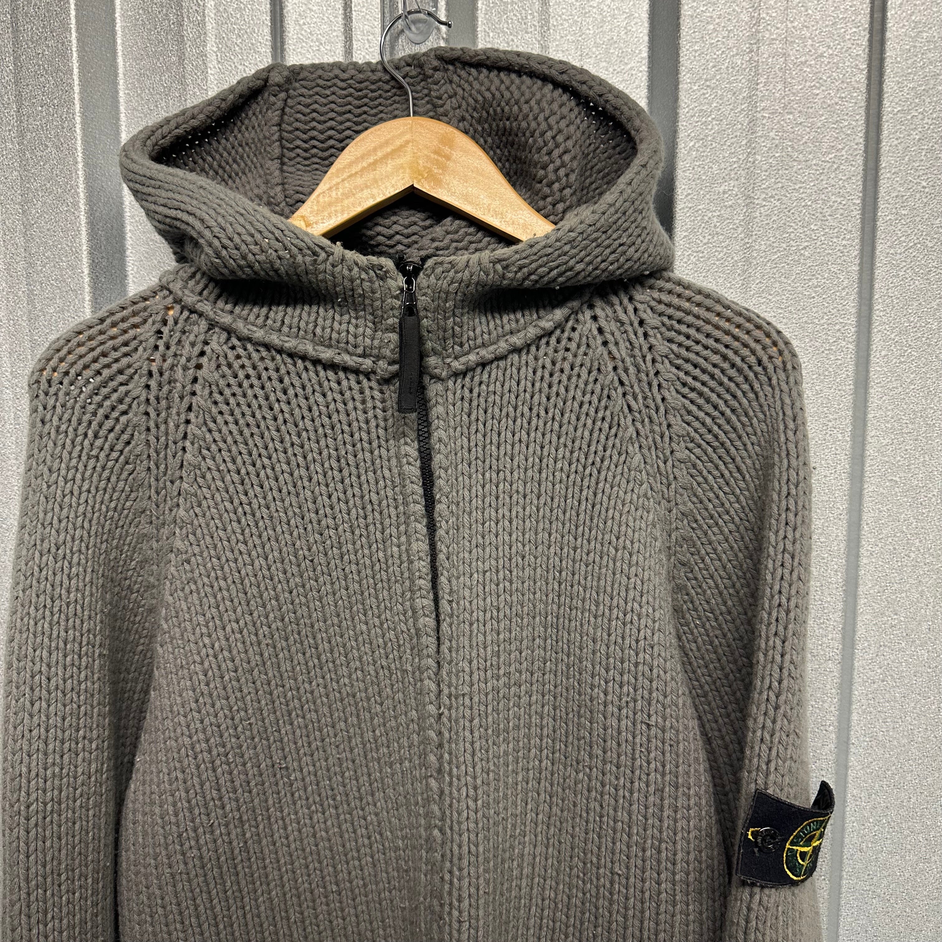 Stone Island Zip Up Knit Hoodie - M