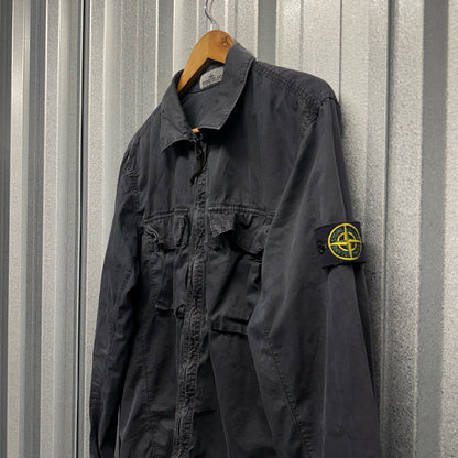 Stone Island Zip Up Double Pocket Canvas Overshirt